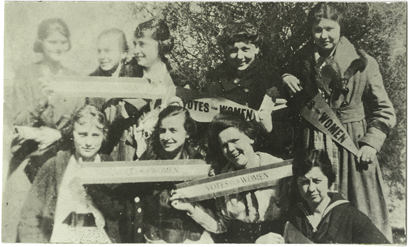 Students petitioning for women's suffrage